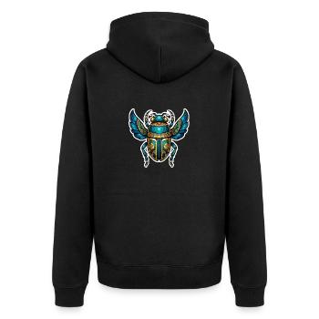 Scarab Neo Traditional - Unisex Premium Organic Zip Hoodie - black - Back - Nico (187cm)