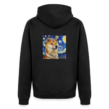 Shiba Inu Van Gogh - Veste à capuche bio Premium Unisexe - noir - Dos - Nico (187cm)