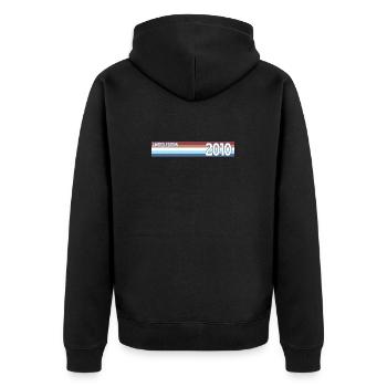 Retro 2010 Limitierte Auflage - Unisex Premium Bio Zip Hoodie - Schwarz - Hinten - Nico (187cm)