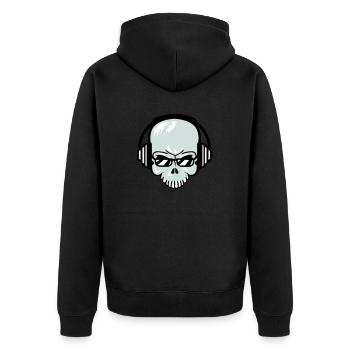 Schädel Skelett Totenkopf Horror Halloween Kopf - Unisex Premium Bio Zip Hoodie - Schwarz - Hinten - Nico (187cm)