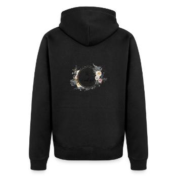 Team Braut, Prost, JGA, Mädelstrip, Zukünftige - Unisex Premium Bio Zip Hoodie - Schwarz - Hinten - Nico (187cm)