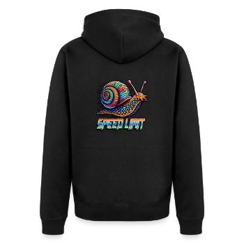 Lustige Schnecke mit Spruch Speed Limit - Unisex Premium Bio Zip Hoodie - Schwarz - Hinten - Nico (187cm)