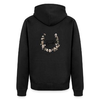 Team Braut, Prost, JGA, Mädelstrip, Zukünftige - Unisex Premium Bio Zip Hoodie - Schwarz - Hinten - Nico (187cm)