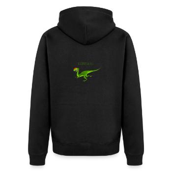 Lustige Illustration eines DILOPHOSAURUS - Unisex Premium Bio Zip Hoodie - Schwarz - Hinten - Nico (187cm)