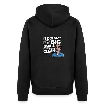 Man has to be Clean - Unisex Premium Bio Zip Hoodie - Schwarz - Hinten - Nico (187cm)