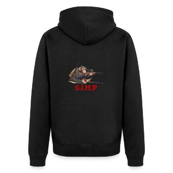 Monkey, meme, Sniper Rifle - Unisex Premium Bio Zip Hoodie - Schwarz - Hinten - Nico (187cm)