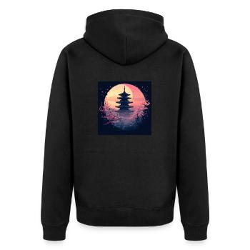 Sunlight China Tempel - Unisex Premium Bio Zip Hoodie - Schwarz - Hinten - Nico (187cm)