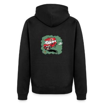 Humorous Van Green Background - Unisex Premium Organic Zip Hoodie - black - Back - Nico (187cm)