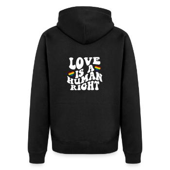 Love Is A Human Right LGBTQ Gay Pride - Unisex Premium Organic Zip Hoodie - black - Back - Nico (187cm)