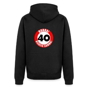 40. Geburtstag Hurra lustiger Spruch - Unisex Premium Bio Zip Hoodie - Schwarz - Hinten - Nico (187cm)