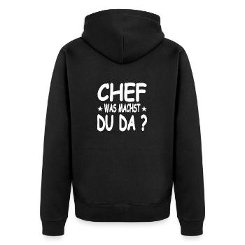 Chef - Unisex Premium Bio Zip Hoodie - Schwarz - Hinten - Nico (187cm)
