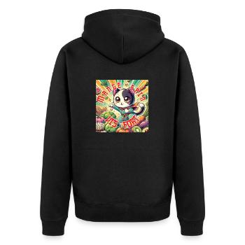 Gesund essen, hart leben - Unisex Premium Bio Zip Hoodie - Schwarz - Hinten - Nico (187cm)