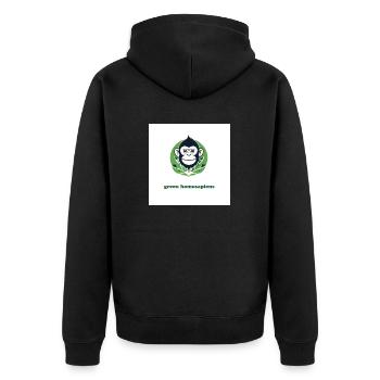Der grüne Affe - Unisex Premium Bio Zip Hoodie - Schwarz - Hinten - Nico (187cm)