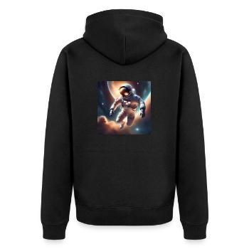 Astronaut im Weltall - Unisex Premium Bio Zip Hoodie - Schwarz - Hinten - Nico (187cm)