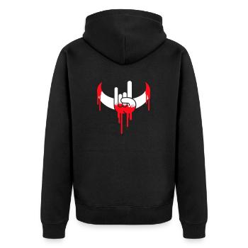 Heavy Metal Rock Blut Graffiti Hörner Handgeste - Unisex Premium Bio Zip Hoodie - Schwarz - Hinten - Nico (187cm)