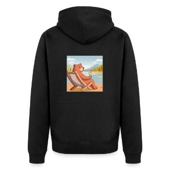 Gönn dir ne Auszeit - Unisex Premium Bio Zip Hoodie - Schwarz - Hinten - Nico (187cm)