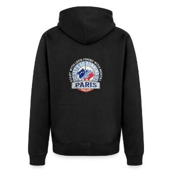 Auf geht's zum Paris-Marathon - Unisex Premium Bio Zip Hoodie - Schwarz - Hinten - Nico (187cm)