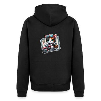 Soft Kitty Gifts - Unisex Premium Organic Zip Hoodie - black - Back - Nico (187cm)