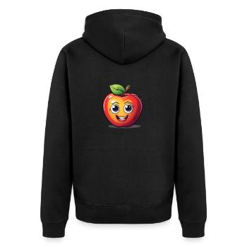 Cartoon Apple - Unisex Premium Organic Zip Hoodie - black - Back - Nico (187cm)