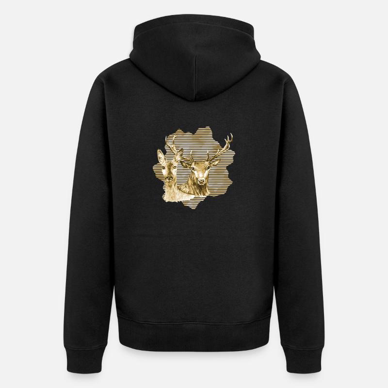 Cerf et biche - Veste à capuche bio Premium Unisexe - noir