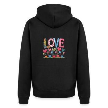 LOVE - Fleurs de coeur - Veste à capuche bio Premium Unisexe - noir - Dos - Nico (187cm)