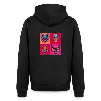 smile hardcore Tiere maus ente eule halloween - Unisex Premium Bio Zip Hoodie - Schwarz - Hinten - Nico (187cm)