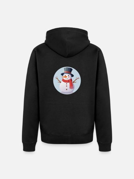 Snowman - Unisex Premium Organic Zip Hoodie - black
