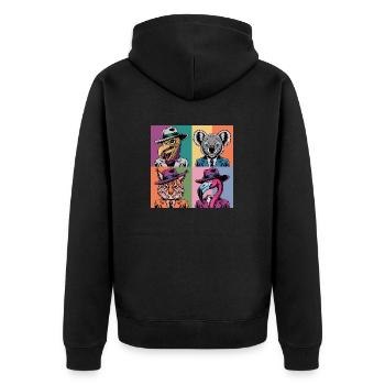 Pop Art Colorful Suits Vulture Flamingo Lynx Koala - Unisex Premium Organic Zip Hoodie - black - Back - Nico (187cm)