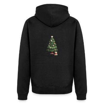 Tannenbaum mit Teddys - Unisex Premium Bio Zip Hoodie - Schwarz - Hinten - Nico (187cm)