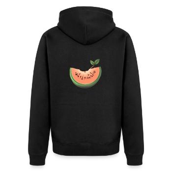 Wassermelone Melone Frucht Obst - Unisex Premium Bio Zip Hoodie - Schwarz - Hinten - Nico (187cm)
