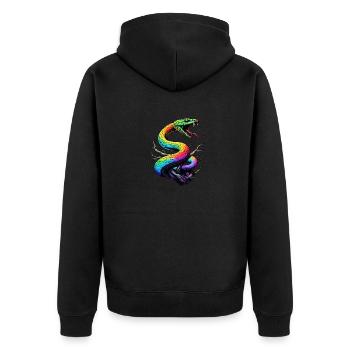 Colorful Snake Illustration - Unisex Premium Organic Zip Hoodie - black - Back - Nico (187cm)