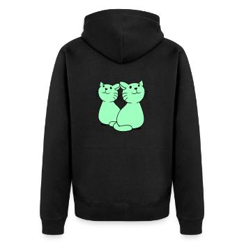 Deux chats heureux 2 amis Couple Équipe Couple - Veste à capuche bio Premium Unisexe - noir - Dos - Nico (187cm)