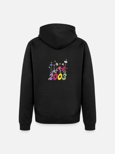 Year of birth 2003 wildflowers - Unisex Premium Organic Zip Hoodie - black