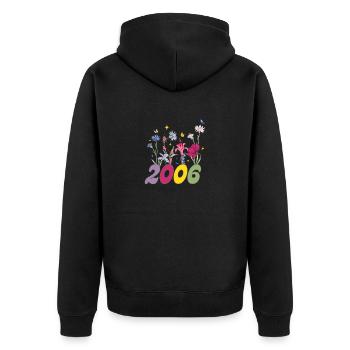 Year of birth 2006 wildflowers - Unisex Premium Organic Zip Hoodie - black - Back - Nico (187cm)