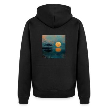 Sonnenuntergang - Unisex Premium Bio Zip Hoodie - Schwarz - Hinten - Nico (187cm)