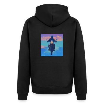 Motorbike - Unisex Premium Organic Zip Hoodie - black - Back - Nico (187cm)