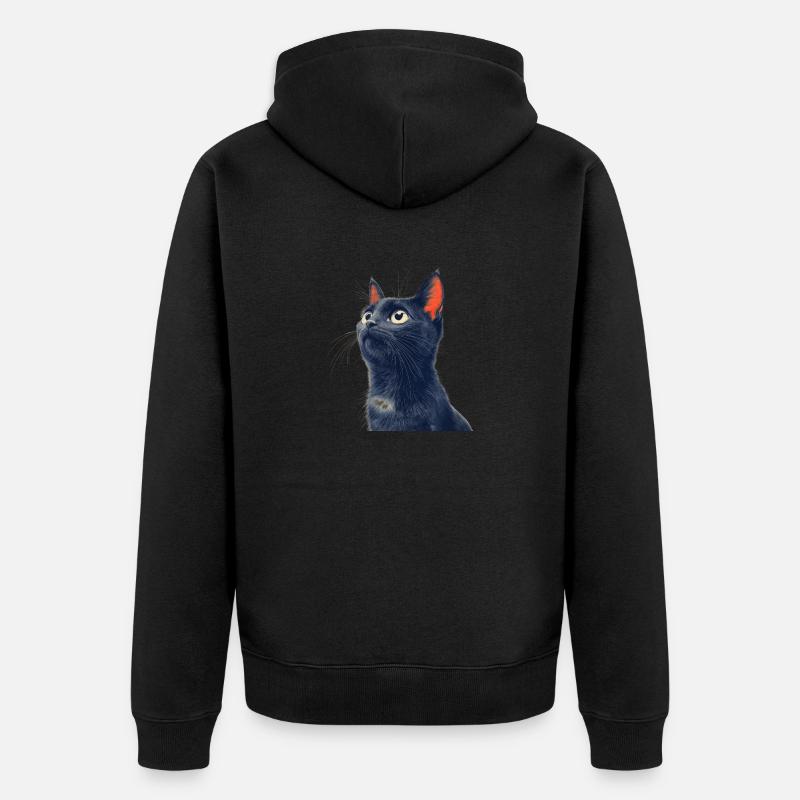 Chat noir mignon - Veste à capuche bio Premium Unisexe - noir