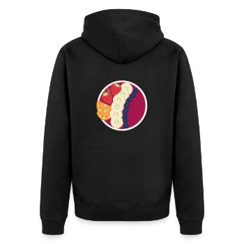 Beeren Smoothie Bowl - Unisex Premium Bio Zip Hoodie - Schwarz - Hinten - Nico (187cm)