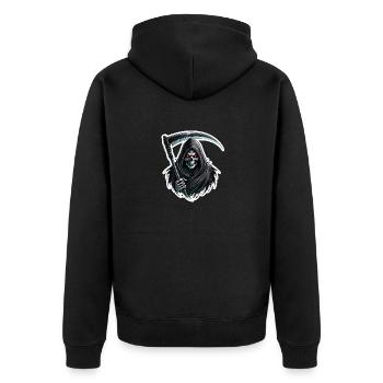 Sensenmann - Unisex Premium Bio Zip Hoodie - Schwarz - Hinten - Nico (187cm)