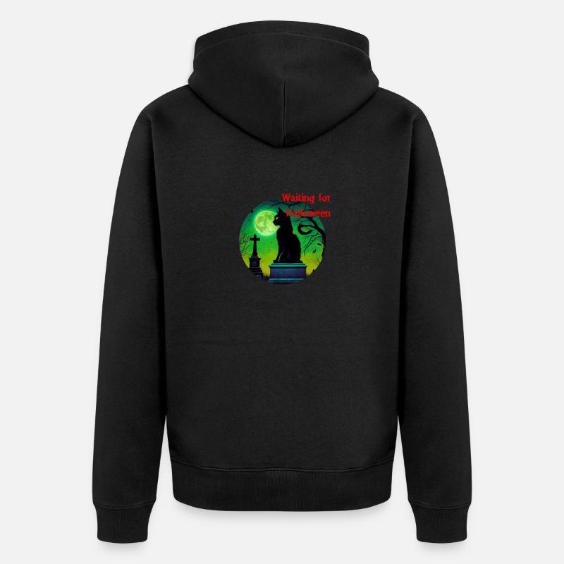 Chat attendant Halloween - Veste à capuche bio Premium Unisexe - noir