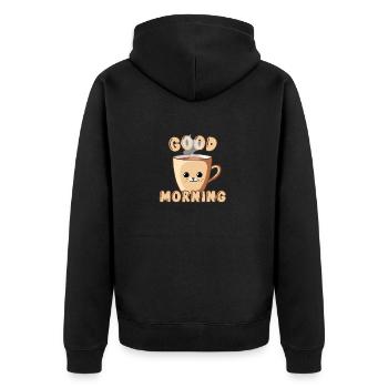 Tasse de chat mignon Good Morning - Veste à capuche bio Premium Unisexe - noir - Dos - Nico (187cm)