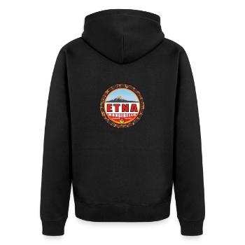 Etna Sicily Mongibello Catania - Unisex Premium Organic Zip Hoodie - black - Back - Nico (187cm)