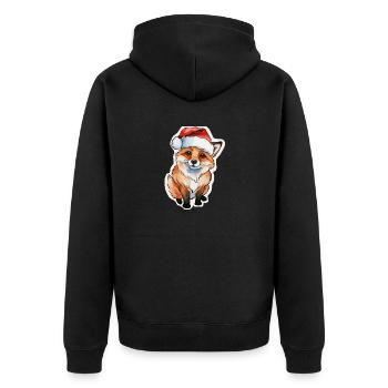 Fuchs Weihnachten Wasserfarben - Unisex Premium Bio Zip Hoodie - Schwarz - Hinten - Nico (187cm)
