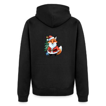 Fuchs Weihnachten Wasserfarben - Unisex Premium Bio Zip Hoodie - Schwarz - Hinten - Nico (187cm)