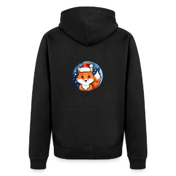 Fuchs Weihnachten Wasserfarben - Unisex Premium Bio Zip Hoodie - Schwarz - Hinten - Nico (187cm)