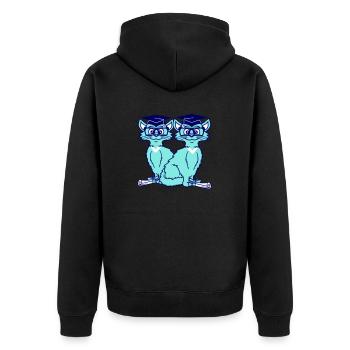 Katzen College Abschluss Schulabschluss Bestanden - Unisex Premium Bio Zip Hoodie - Schwarz - Hinten - Nico (187cm)