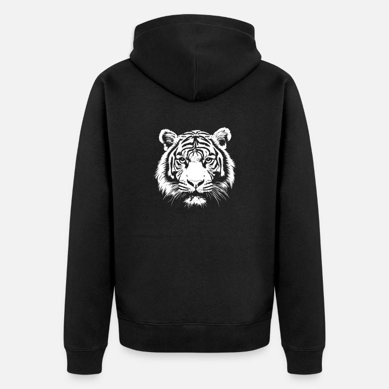 Visage de tigre - Veste à capuche bio Premium Unisexe - noir