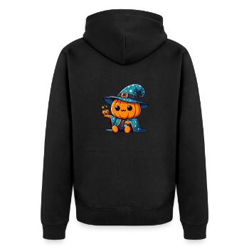 Mignon Magicien Citrouille d'halloween - Veste à capuche bio Premium Unisexe - noir - Dos - Nico (187cm)