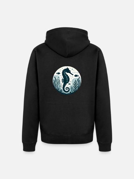 Seepferd - Unisex Premium Bio Zip Hoodie - Schwarz