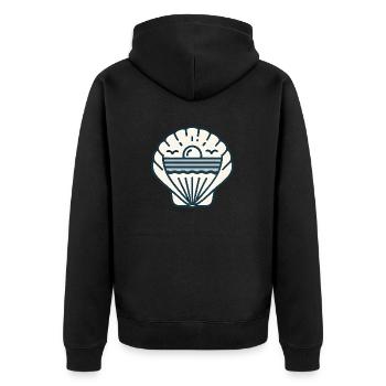 Strandmuschel - Unisex Premium Bio Zip Hoodie - Schwarz - Hinten - Nico (187cm)